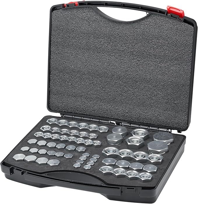 VEVOR 64 PCS DIN Hydraulic Fittings, Heavy Duty Master Industrial Hydraulic Cap and Plug, Hose Tube and Pipe Fitting Kit, Cap and Plug Kit with Precision Threading, Dash Sizes 14/16/18/22/26/30/36