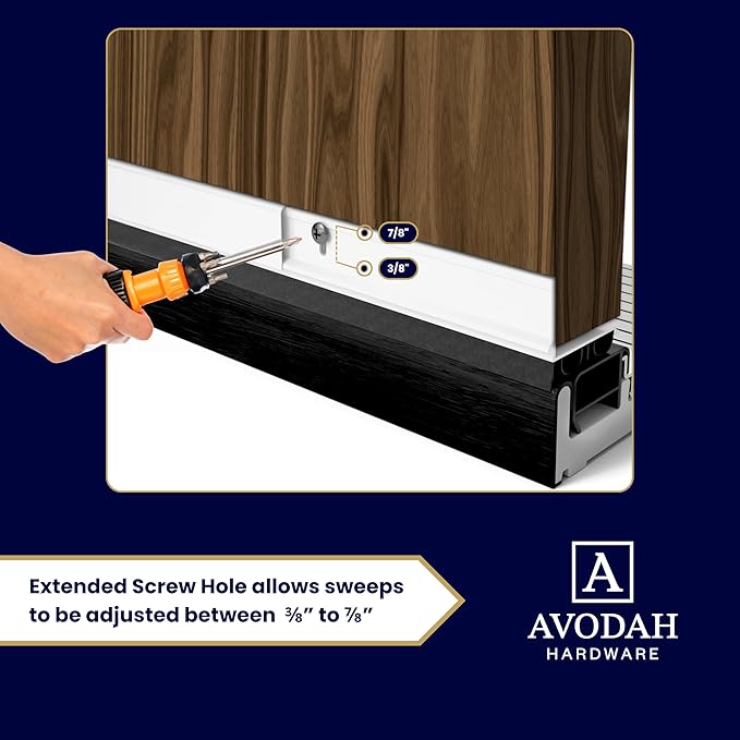36 Inch White, Adjustable Double Bubble Door Sweep for Exterior Doors, Under Door Seal with Drip Edge and Punched Drainage Channel, Pre-notched for Weatherstripping, Trim-to-Fit, Paintable Screw Cover