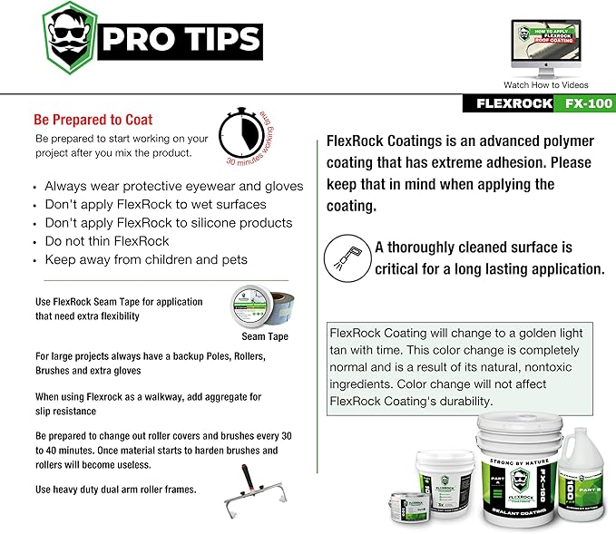 FX-100 Waterproof Sealant – Indoor & Outdoor Coating – Multi-Surface Leak Repair – Easy to Apply – 3X Stronger Than Epoxy – Natural White / 2.5 Gallon Kit with Application Tools