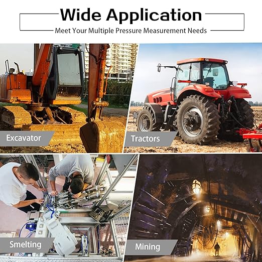 Hydraulic Pressure Test Coupling Kit, JIC BSPP ORFS Hydraulic Swivel Run Tees Set Repair Tools for Most Excavator Construction Machinery 3 Gauges 4 Test Hoses 14 Couplings 19 Tee Connectors