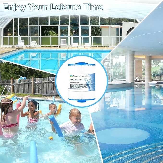 Savener® 5CH-35 PMAX50 Hot Tub Spa Filter Cartridge, Replaces Unicel 5CH-35, Filbur FC-0300, PAS35P, AK-90109, PLF5CH-35, 05015, SD-00780/SD-00650, Maax 104309, 35 Sq. Ft, 2 Pack