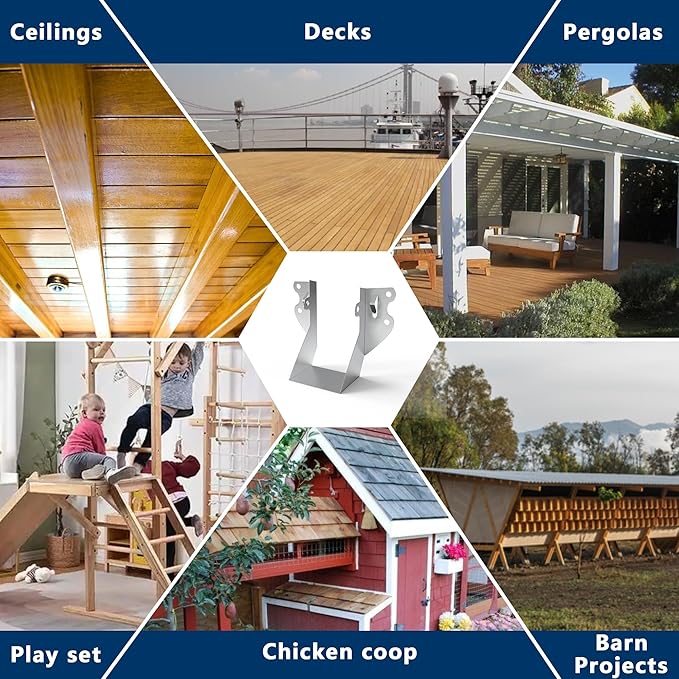 25pcs 2x4 Joist Hangers with Screws, 20-Gauge Galvanizing Face Mount Joist Hanger for Wood Posts, Hurricane Rafter Ties Clips, 2x4 Brackets for Floor Deck and Ceiling Trusses, Lumber Beam Connectors