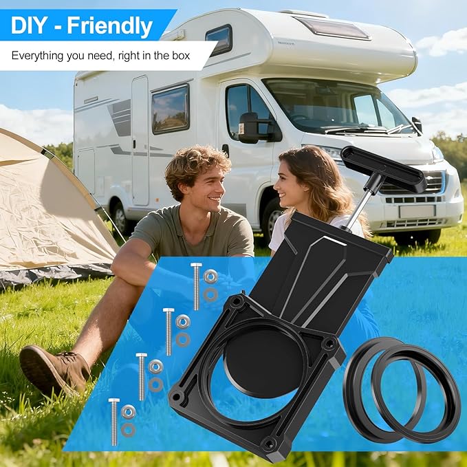 3" RV Waste Dump Gate Valve Body Black/Grey Tank Sewer Drain Knife Valve Plumbing Replacement for Campers Trailers Motorhomes
