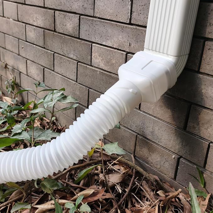 16.5ft Long Gutter Downspout Extensions, Downspout Extender Drainage Pipe for 2"×3" and 3"×4" Downspout, Outside Diameter 3.1 Inches, Pipe Stretched Length 16.5ft (White-1 pack)