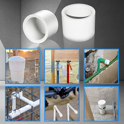3/4inch White PVC Pipe End Cap Plug, 20Pcs PVC Pipe Plug Socket Fitting Adapter Connector for Building PVC Furniture DIY Garden Shelf, Schedule 40