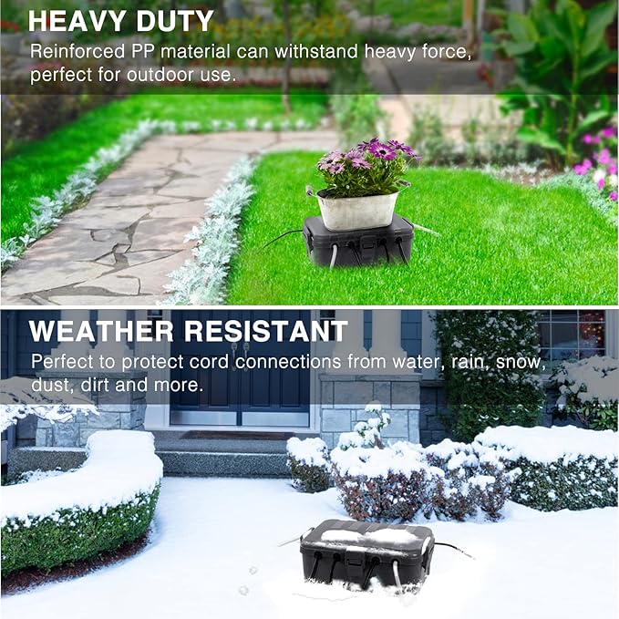 Flemoon 2-Piece Outdoor Waterproof Electrical Box Set – 12.5" x 8.5" x 5" Large & 8.1" x 4.9" x 3.1" Small Weatherproof Electrical Boxes for Power Strips, Outlets, Holiday String Lights, Gray