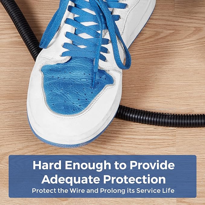 Cable Management, 33ft 1/4” Wire Loom Tubing Cord Protector, White Cable Sleeve Wire Wrap, Cord Wrap for Computer Cord Organizer, Office, Home, ect