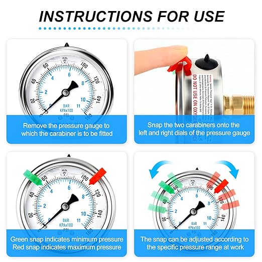 MEANLIN MEASURE 0~160Psi Liquid Filled Pressure Gauge 1/4" NPT 2.5" FACE DIAL Stainless Steel Glycerin Filled WOG Water Oil Air Back Mount (with 2PCS Snaps)