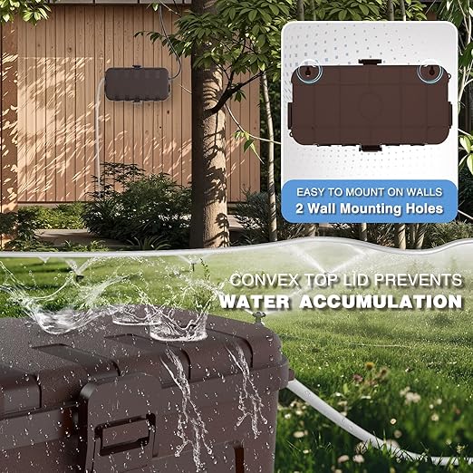 Flemoon [2 Pack] Outdoor Electrical Box Waterproof, Medium Weatherproof Electrical Box (11.5x5.2x4 inch) w/6 Cable Entry Ports, Extension Cord Cover for Power Strip, Timer, Plug, Holiday Light, Brown