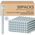 Tandefio 50 Pack 5/16" x 4" Concrete Screw Anchor Galvanized Large Diameter Heavy Duty Plated Concrete Anchors for Masonry Brick Anchoring Block Decking Framing Hex Drive