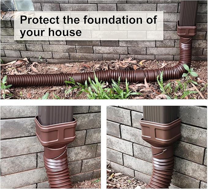 7ft Long Gutter Downspout Extensions, Outer diameter 3" Gutter Extensions for Downspout,Flexible Drainage Pipe Suitable for 2"×3" and 3"×4" Downspout,Flexible Pipe Stretched Length 7ft (2 Pack)