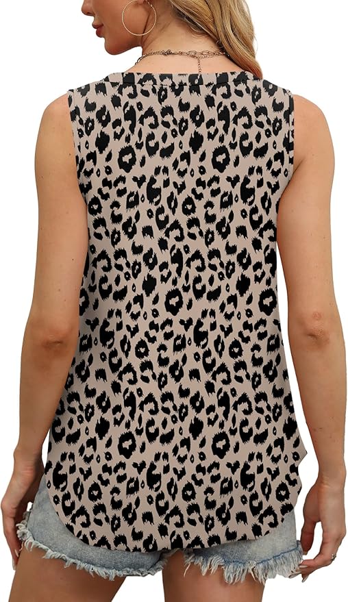 OFEEFAN Womens Tank Tops V Neck Sleeveless Flowy Loose Fit Basic Casual Summer Tops