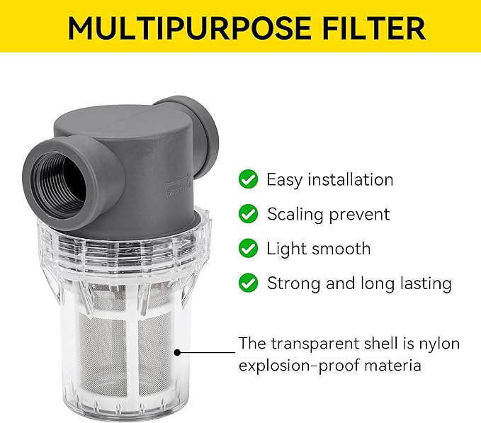 3/4'' Female NPT in-Line Strainer - Garden Hose Filter for High Pressure Washer, Sediment Filter with 60 Mesh Stainless Steel Screen (3/4'' 60 Mesh)
