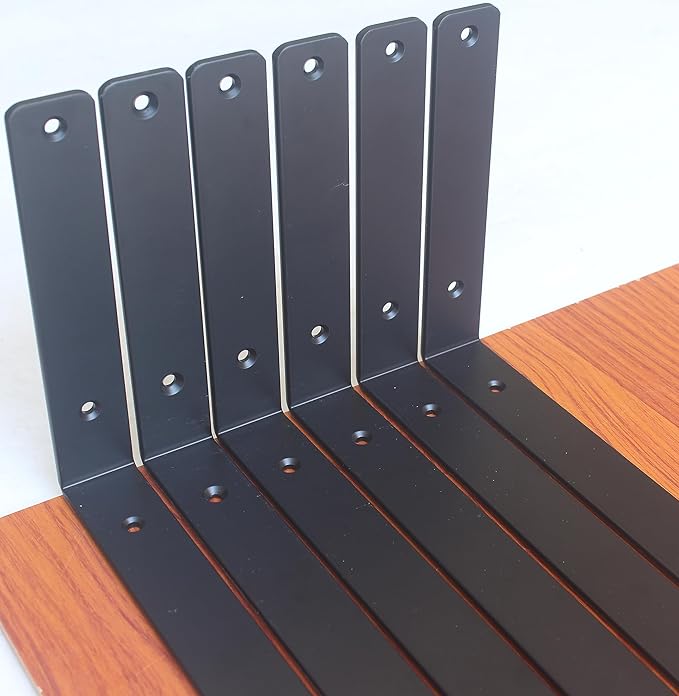 16 Pack - L 14" x H 8" x W1.5, 5mm Thick Black L Shelf Bracket, Iron Shelf Brackets, Metal Shelf Brackets, Floating Shelf, Shelf Supports with Screws