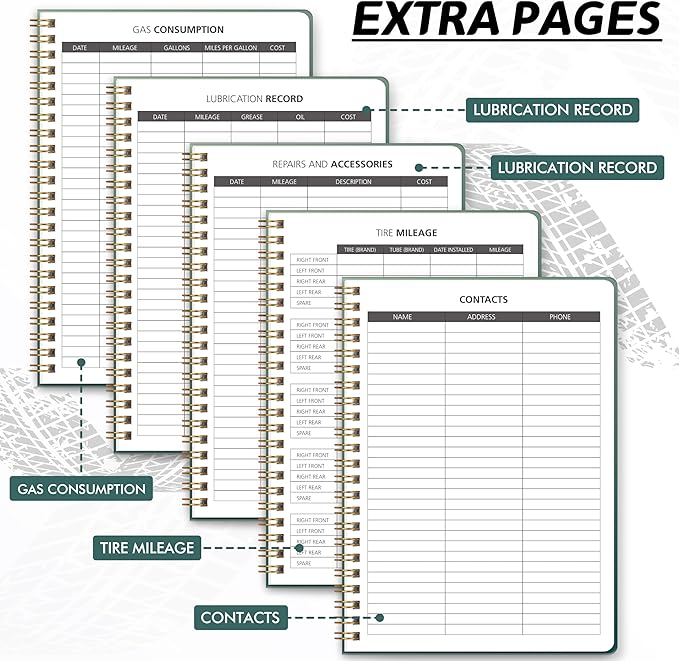 GOLDPEI Auto Mileage Log Book for Personal or Business, Vehicle Maintenance for Car, Miles Log Book for Taxes, Car Mileage for Expense Rocord Notebook, 5.9"x 8.6" Green