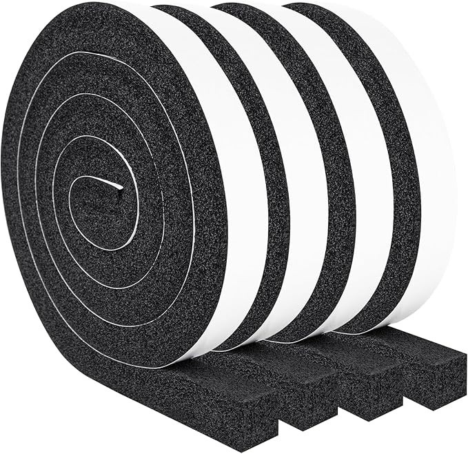 Yotache Air Conditioner Window Foam Insulation Seal 1"x1", High Resilience Foam Weather Stripping Door Seal Tape, 6.5 Ft x 4Pcs