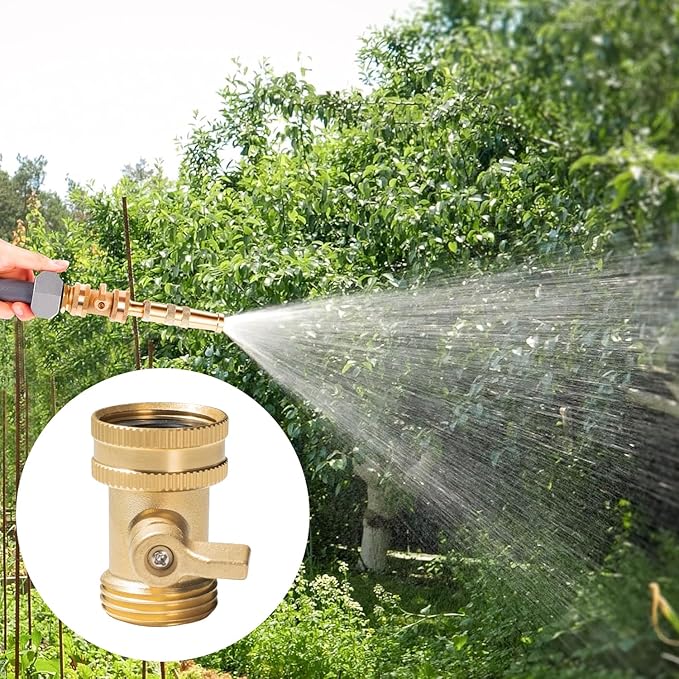 Hourleey Brass Garden Hose Shut Off Valve, 2 Pack Heavy Duty 3/4 Inch Solid Brass Garden Hose Shut Off Valve with 10 Extra Rubber Washers
