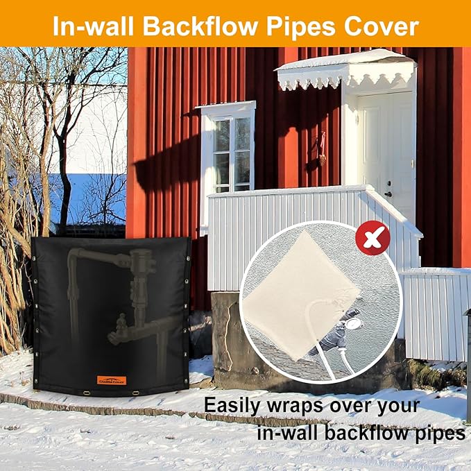 Backflow Preventer Cover Insulated (5˚F) - 36" W x 36" H Backflow Cover for in-Wall Pipes - Sprinkler Covers for Outside Pipe Traversable - Backflow Insulation Cover Black