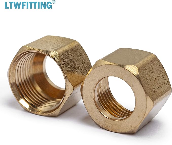 LTWFITTING 3/8-Inch Brass Compression Nut,Brass Compression Fitting(Pack of 1000)