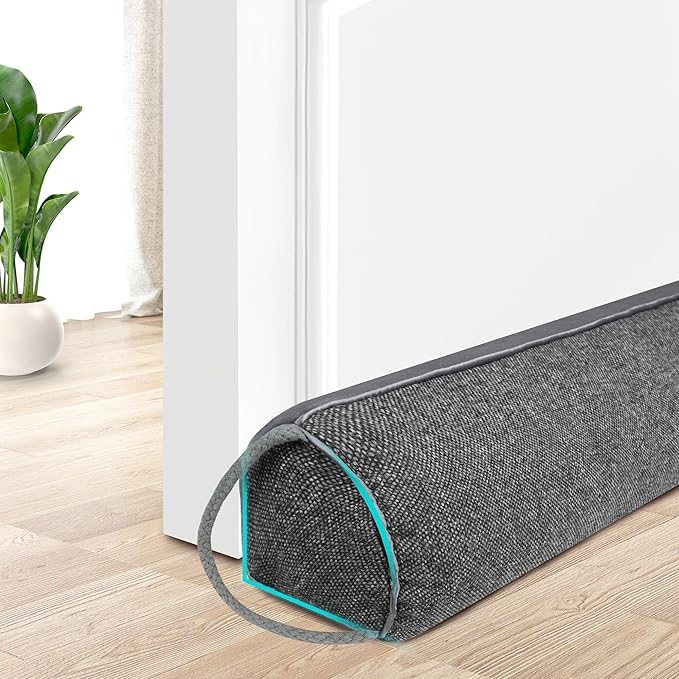 TORRAMI Under Door Draft Stoppers 38 Inch, Heavy Triangle Stop Draft Block Cold Air/Wind/Breeze Noise Blocker Door Sweeps Weather Stripping Bottom Seal Dark Gray