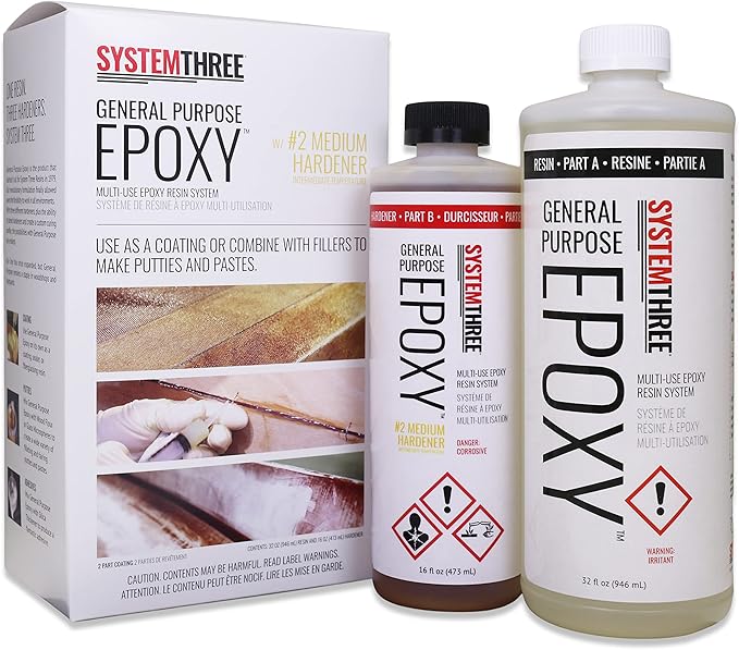 System Three General Purpose Epoxy Resin with #2 Medium Hardener, 1.5 Quarts, Medium Amber