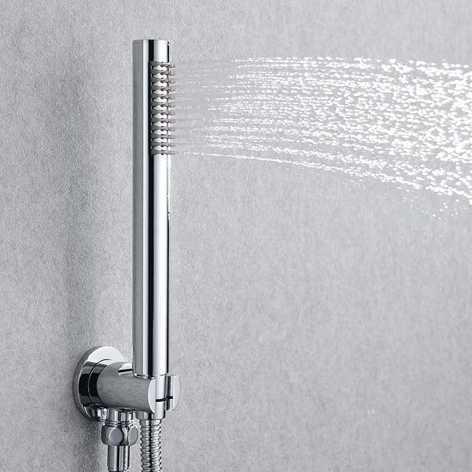 sumerain Rain Shower System with Tub Spout, Tub Shower Faucet Set with 8 inches Shower Head and Hand Shower, Valve Included Chrome