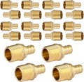20-Pack HeSun PEX Fittings, 3/4" PEX x 3/4" Male NPT, 3/4 Inch Brass Crimp Male Adapter Fitting, ASTM F1807(PEX1807021-20)