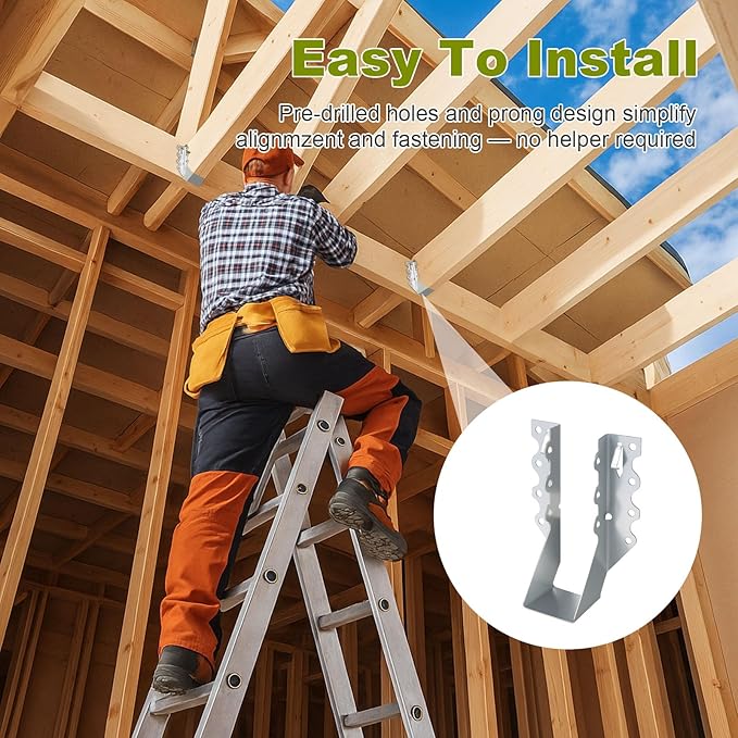 50 Pcs 2x8 Joist Hangers, 20 Gauge Heavy Duty Face Mount Rafter Brackets for Wood, Hurricane Ties for Deck, Floor, Ceiling & Roof Framing
