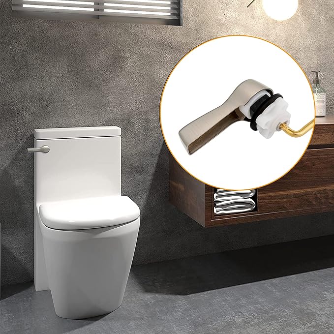 Hibbent 2 Pack Universal Metal Front Mount Toilet Handle Replacement Kit, Brass Toilet Flush Tank Lever with Stainless Steel Flapper Chains for Most Toilets, Brushed Nickel Finish