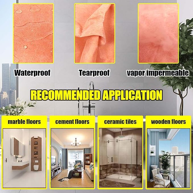 Waterproof Membrane for Shower 3.8 ft x 29 ft / 108 Square Feet Waterproofing Shower Membrane 19.7mil Thickness Waterproof for Sauna Bathroom Walls Tile Underlayment 108 sqft Polyethylene Fabric Roll