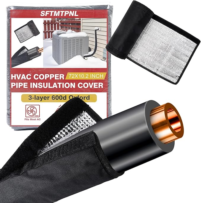 3 Layer Hvac Copper Pipe Insulation Cover Ac Line Insulation Wrap Outdoor Central Ac Line Covers For Outside 72 in x 10.2 in Oxford Protective Sleeves For Air Conditioner Condenser Mini Split