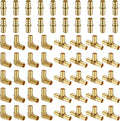 (60 Pack) Lidertik Pex Fittings 1/2 Inch Assortment Lot Kit Brass Crimp Connector Brass AP1/2-Coupling20-Tee20- Elbow20