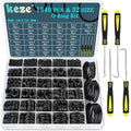KEZE 32 Size 1540 Pcs Rubber O Rings Assortment Kit with Pick and Hook Set for Assorted Faucet Plumbing Pressure Washer Automotive Repair,Air or Gas Sealing Connections O Ring OD:4mm-50mm