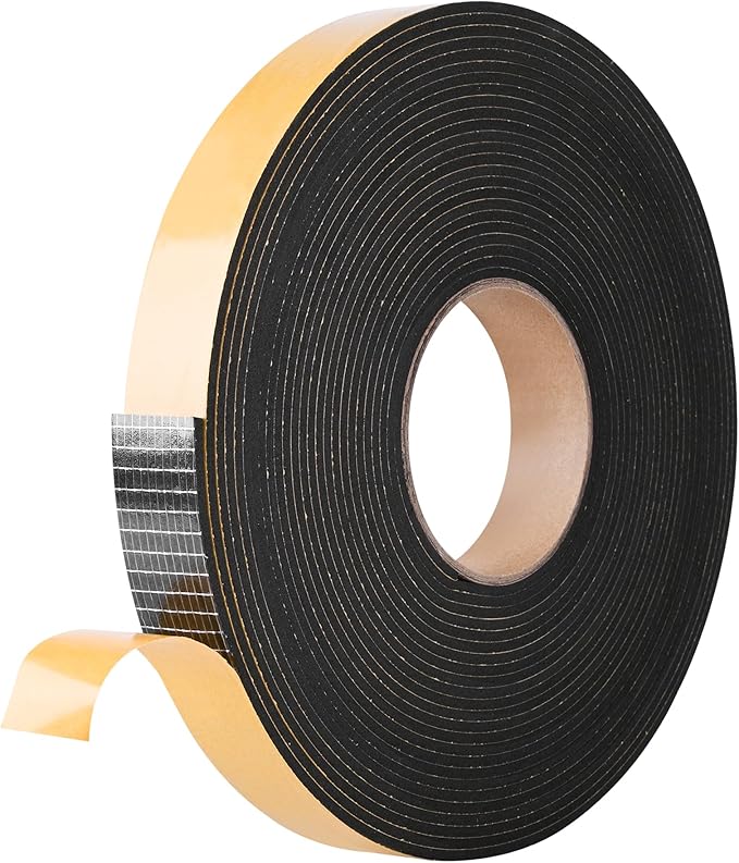 Self Adhesive Foam Tape Weatherstrip 1in x 1/8in x 40Ft High Density Foam Insulation Strips Foam Seal Weather Stripping with Strong Adhesive for Door and Window Sound Isolation Soundproofing