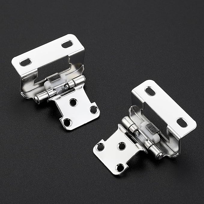 Ravinte 10 Pack 5 Pairs Semi-Overlay 1/2 inch Self-Closing Face Frame Cabinet Hinges Polished Chrome Half Wrap-Around Kitchen Cabinet Door Hinges Face Mount Cabinet Hardware