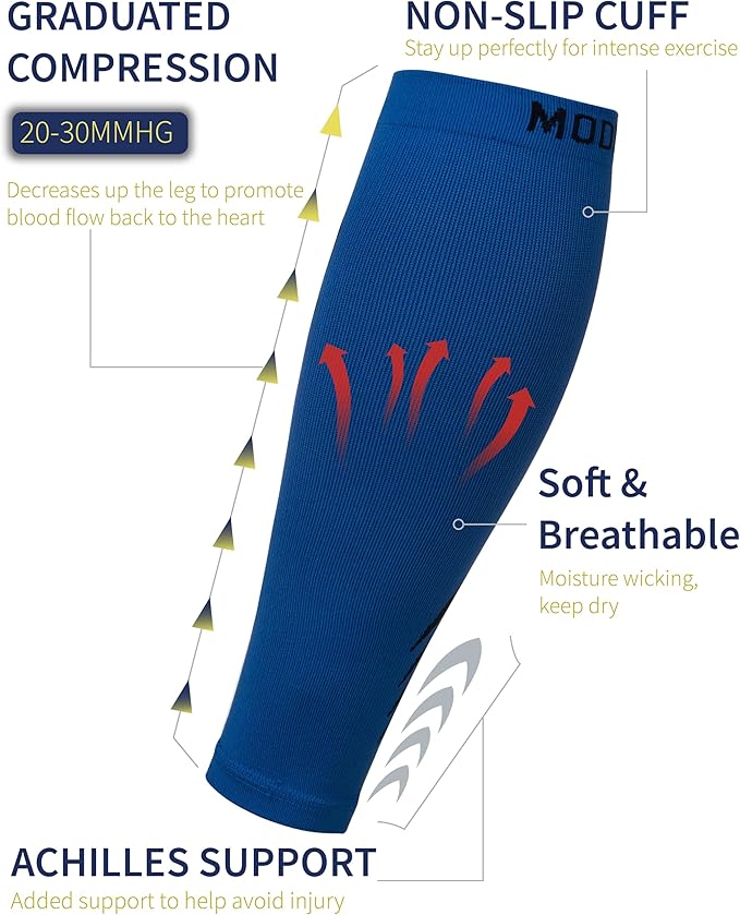 Calf Compression Sleeves - Leg Sleeves for Men and Women - Shin Splint Relief Support Brace Running Flights