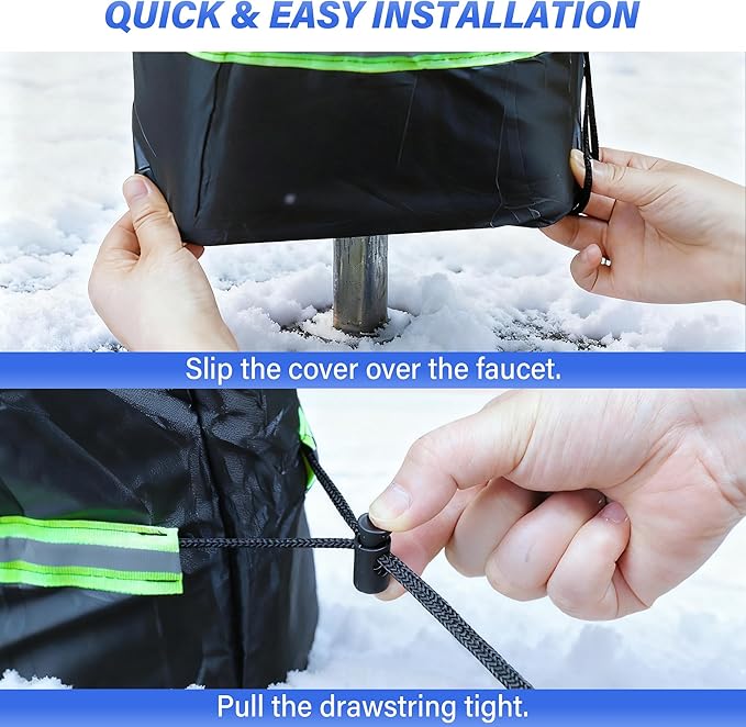 Bonviee 2-Pack Outdoor Faucet Covers For Winter- 35”H X 15”W- Insulated With Thick Cotton Waterproof Oxford Fabric and Reflective Strip for Freeze Protection Outdoor Faucets Hose Bibs
