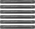 PIPE DÉCOR 1/2” x 8” Malleable Cast Iron Pipe Nipple, Pre Cut Connectors, Industrial Steel Grey Fits Standard Half Inch Black Threaded Pipes Nipples and Fittings, Build Vintage DIY Furniture, 6 Pack