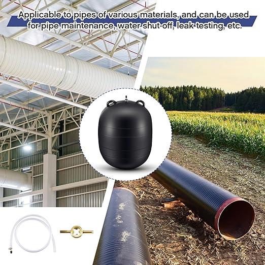 Inflatable Pipe Plug Sewer Test Plug Rubber Plumbing Test Balloon for Sewage Pipeline Inspection(20 Inch,with 39.37 Extension Hose)