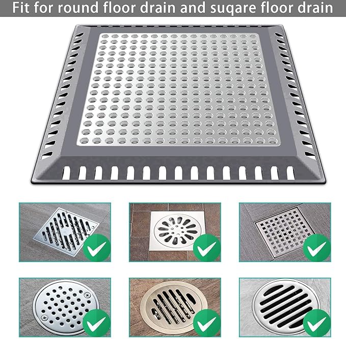 Shower Drain Hair Catcher/Drain Strainer/Shower Drain Cover for Bathroom Floor Drain, Stainless Steel and Silicone (Patented Product)
