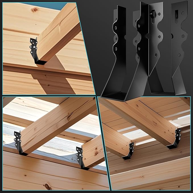 25 Pcs Black 2x6 Joist Hangers for Wood, Rafter Brackets, face Mount 2x6 Joist Hangers, Hurricane Ties Brackets for Shed/Barn/Coop/Porch/Truss, Structurally Sound and Aesthetically Pleasing