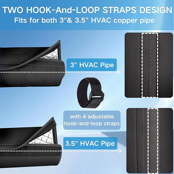 4 Layers HVAC AC Copper Pipe Insulation Cover, 78”x11.8” Oxford AC Pipe Covers, for Outdoor AC Lines, Electrical Cables, Wires, Prevents Freezing, Waterproof ,UV Resistant (Black)