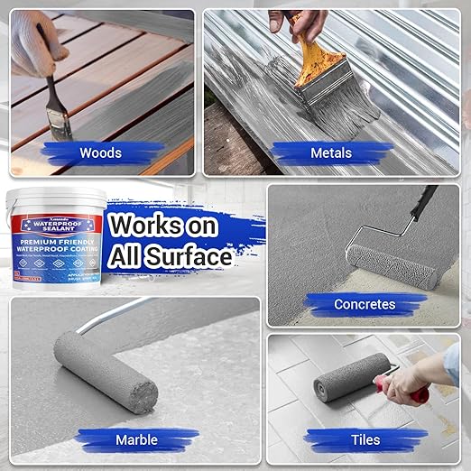 Polyurethane Waterproof Coating, 51 Fl 0z., Light Grey, Polyurethane Sealant for Multi-Surface Leak Repair Roofs, Gutters, Basements, Indoor and Outdoor Waterproofing Sealant Coating