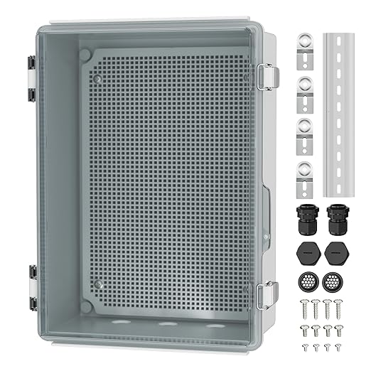 Joinfworld Clear Electrical Enclosure Box Outdoor 14x10x6 Plastic Junction Box Waterproof Outside Nema 4 Electrical Box Weatherproof for Electronics Pump Controller WiFi Router