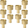 10-Pack HeSun PEX Fittings, 1/2" PEX x 1/2" Female NPT, 1/2 Inch Brass Crimp Female Adapter, ASTM F1807(PEX1807035)