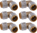 SharkBite Max 3/4 x 3/4 in PTC 90-Degree Elbow, Pack of 6, Push-to-Connect Brass Plumbing Fitting, UR256