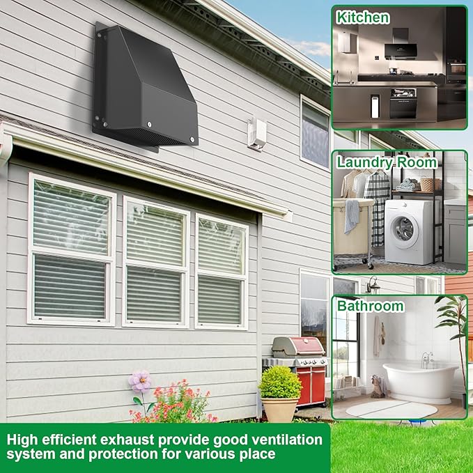 6" Wall Vent with Damper & Screen, Galvanized Steel Wall Mount Exhaust Vent,Outdoor Exterior Air Vent Cover, External Extractor Wall Vent Hood for House Kitchen Range Hood Air Ventilation