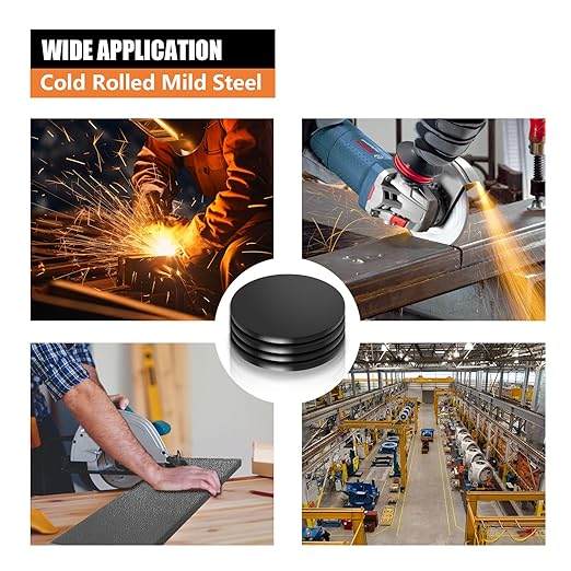 1/4 Round Steel Plate Base 4 inch Diameter, A36 Steel Plates Sheet Hot Rolled Weldable Circle (4 Pack)