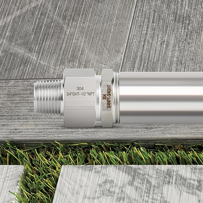 TAISHER 2PCS 304 Stainless Steel Garden Hose Adapter, 3/4" GHT Female x 1/2" NPT Male Garden Hose Connector with Washers