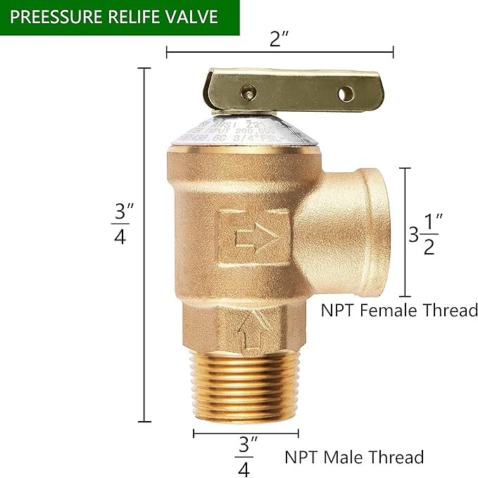 3/4 inch EFIELD IPS Isolator Tankless Water Heater Service Valve Kit, with Pressure Relief Valve,(TOOL028)